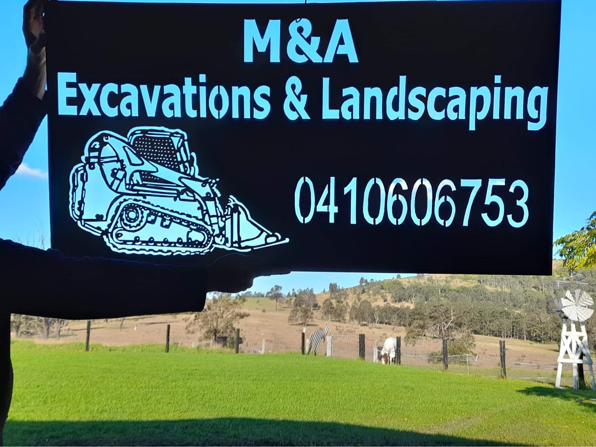 Business sign cut from steel
