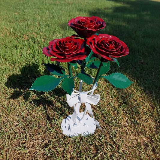 Bunch of Three Steel Roses
