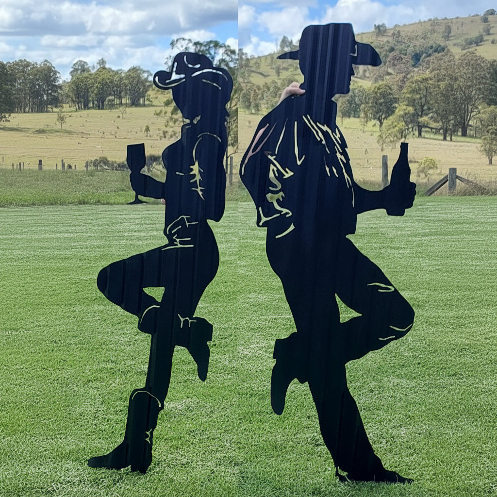 Cowboy and Cowgirl with Drinks, Life Size