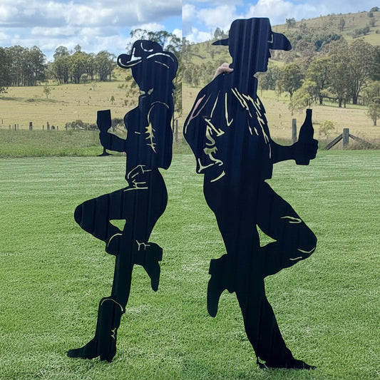 Cowboy and Cowgirl with Drinks, Life Size