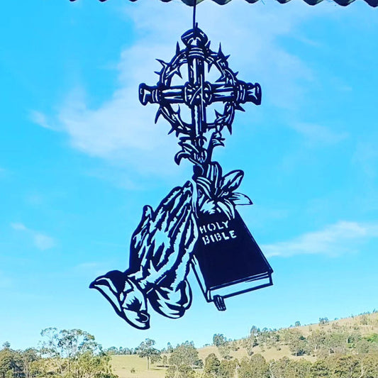 Cross, Hands and Bible Wall Art