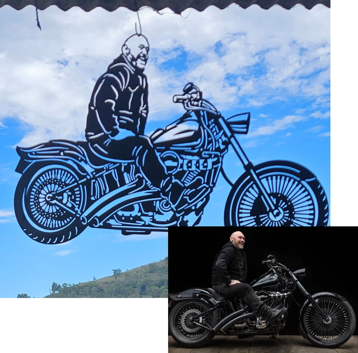 Memorial Portrait Of Man With Bike